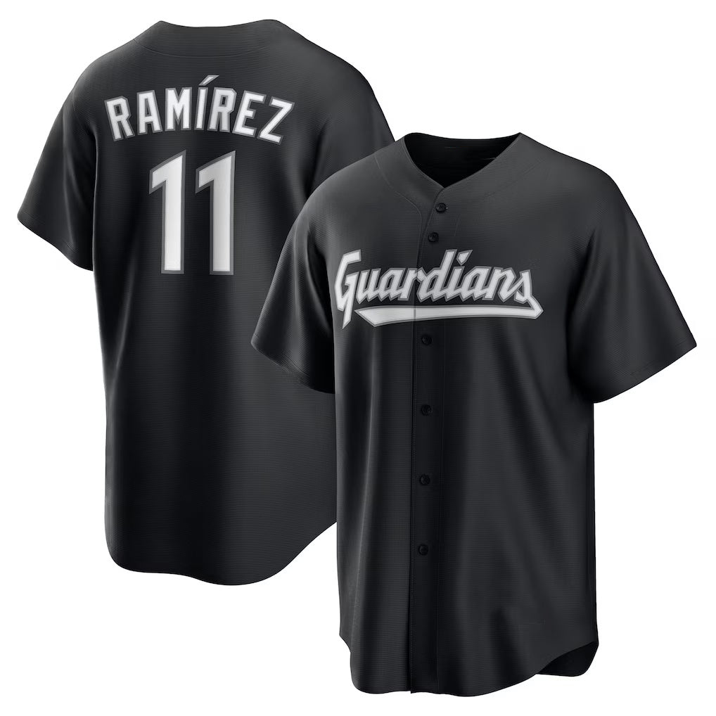 Cleveland Guardians #11 Jos¨¦ Ram¨ªrez Black MWATKINS Replica Player Jersey