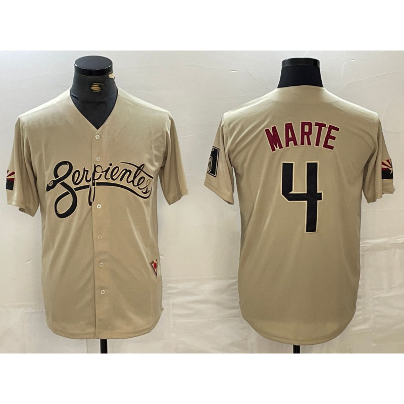 Arizona Diamondback #4 Ketel Marte 2021 Gold MWATKINS City Connect Cool Base Stitched Jersey