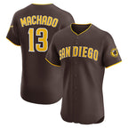 San Diego Padres #13 Manny Machado Brown MWATKINS Road Elite Jersey