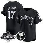 Los Angeles Dodgers #17 Shohei Ohtani Black MWATKINS Mexico 2025 LA Gothic Style With Vin And 2024 World Series Champions Patch Vapor Premier Limited Stitched Jersey