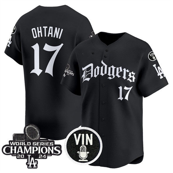 Los Angeles Dodgers #17 Shohei Ohtani Black MWATKINS Mexico 2025 LA Gothic Style With Vin And 2024 World Series Champions Patch Vapor Premier Limited Stitched Jersey