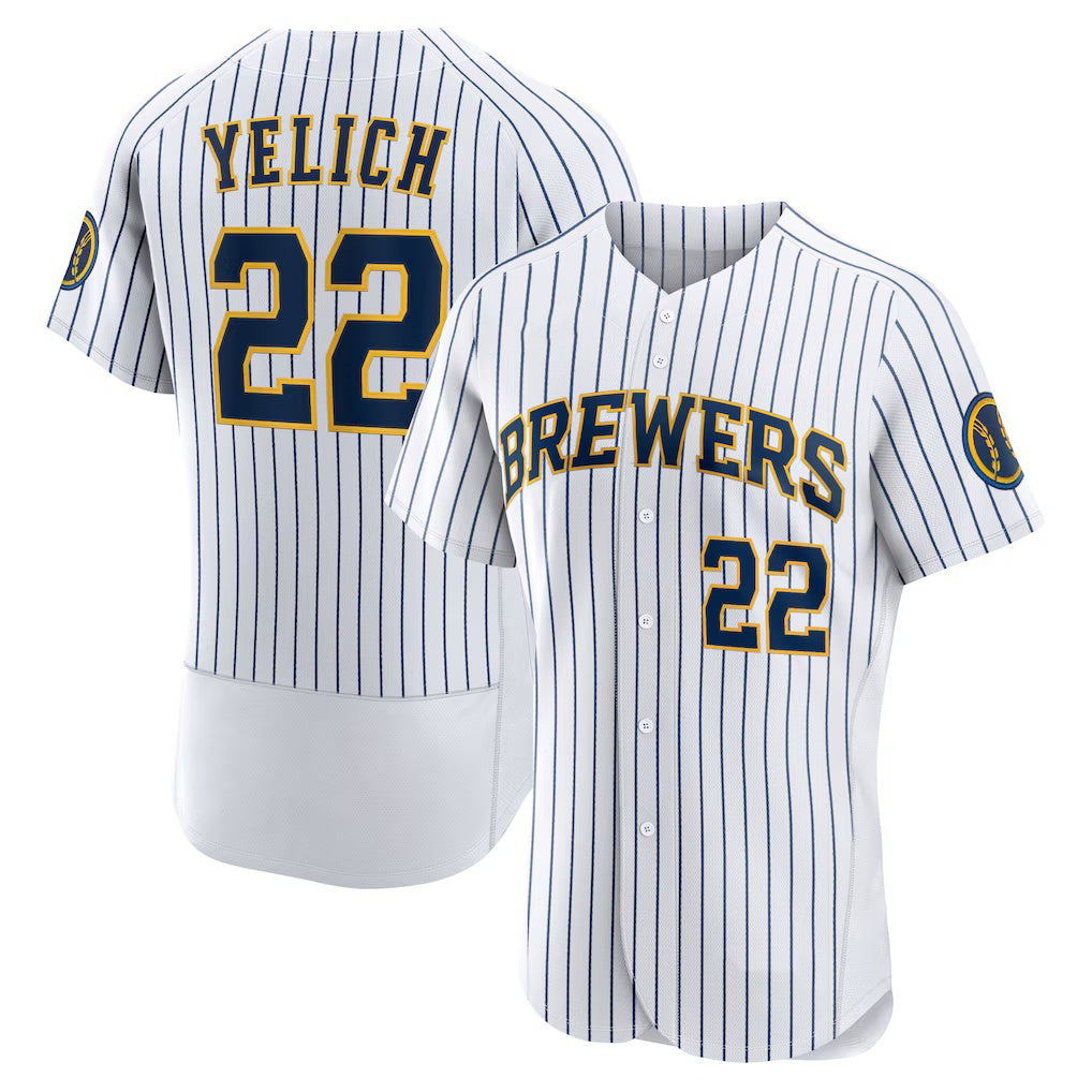 Milwaukee Brewers #22 Christian Yelich White MWATKINS Team Alternate Authentic Player Jersey