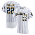 Milwaukee Brewers #22 Christian Yelich White MWATKINS Team Alternate Authentic Player Jersey