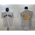 New York Yankees #99 Aaron Judge White MWATKINS Pinstripe Without Name Fashion Cool Base Jersey 2