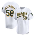 Oakland Athletics #58 Paul Blackburn White MWATKINS Home Limited Stitched Jersey