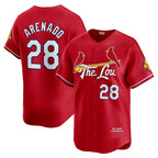 St. Louis Cardinals #28 Nolan Arenado Red MWATKINS 2024 City Connect Limited Player Jersey