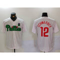 Philadelphia Phillies #12 Kyle Schwarber White Green MWATKINS Cool Base Stitched Jersey 2
