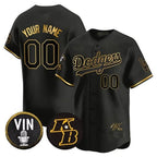 Custom Los Angeles Dodgers Vin Patch & Kobe Bryant Signature Vapor Premier Limited Jersey ¨C Black MWATKINS