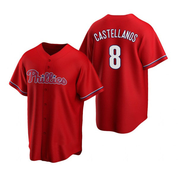 Philadelphia Phillies #8 Nick Castellanos Red MWATKINS Cool Base Stitched Jersey