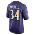 B.Ravens #34 Keaton Mitchell Purple MWATKINS Game Jersey