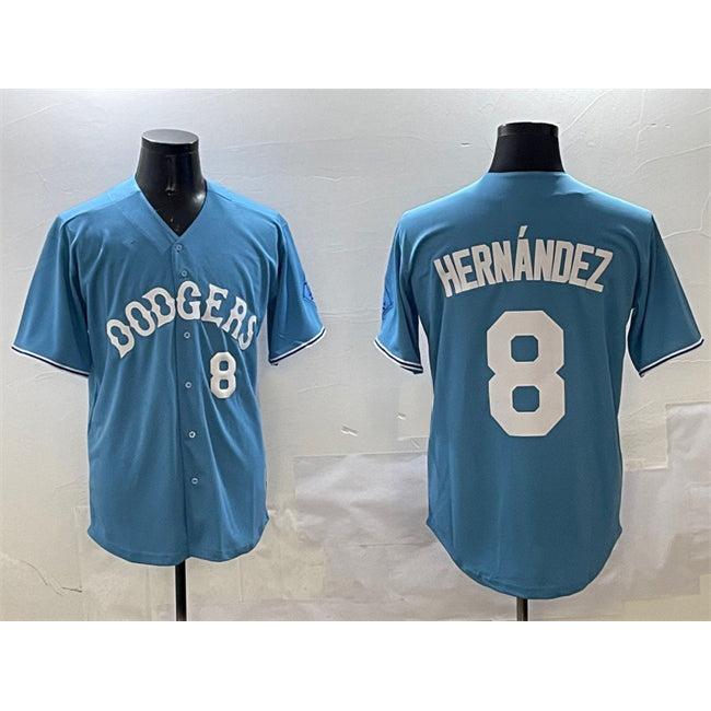 Los Angeles Dodgers #8 Enrique Hernandez Light Blue MWATKINS Limited Stitched Jersey
