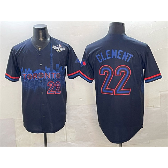 Toronto Blue Jays #22 Ernie Clement Navy MWATKINS 2025 World Series City Connect Limited Stitched Jersey