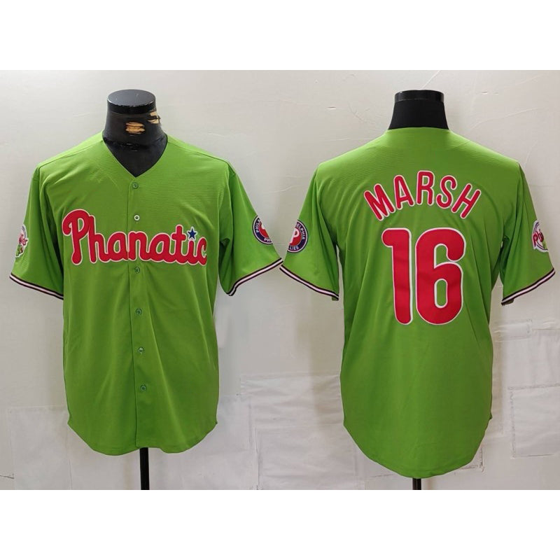 Philadelphia Phillies #16 Brandon Marsh Green MWATKINS With Patch Stitched Cool Base Jersey