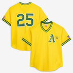 Oakland Athletics #25 Mark McGwire Mitchell & Ness Gold MWATKINS Authentic Batting Practice Jersey