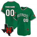 Custom Houston Astros Mexico Texas Patch Vapor Premier Limited Jersey V3 ¨C Green MWATKINS