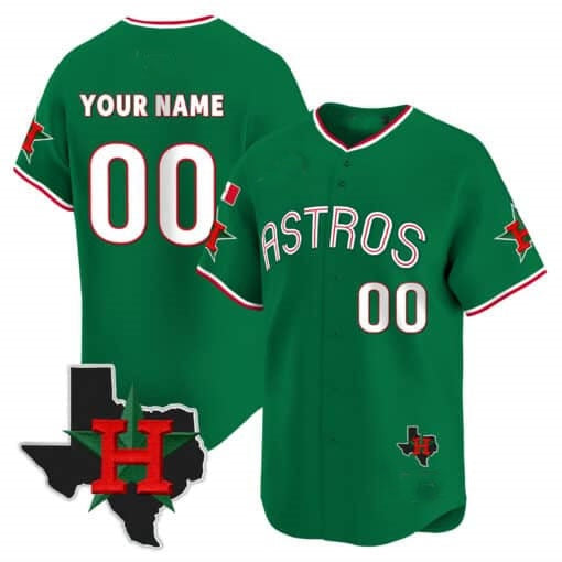 Custom Houston Astros Mexico Texas Patch Vapor Premier Limited Jersey V3 ¨C Green MWATKINS
