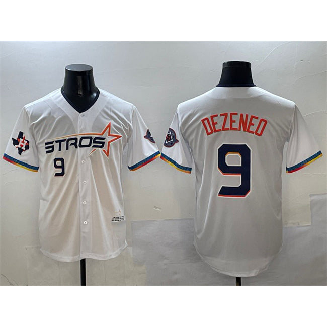 Houston Astros #9 Zach Dezenzo White MWATKINS 2025 City Connect With Texas Patch Limited Stitched Jersey