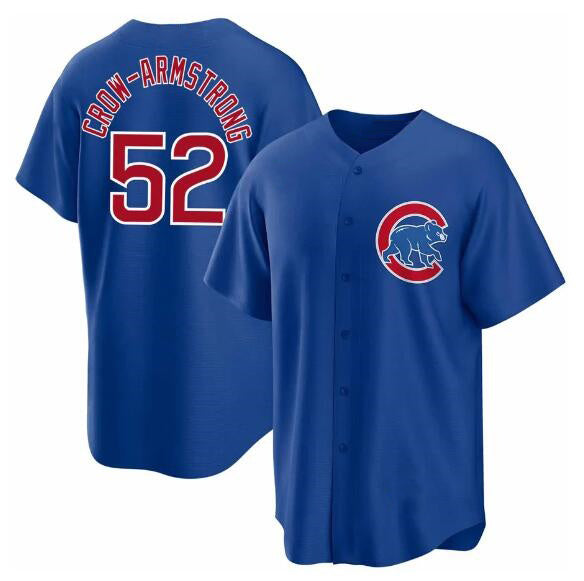 Chicago Cubs #52 Pete Crow-Armstrong Blue MWATKINS 2024 Cool Base Stitched Jersey