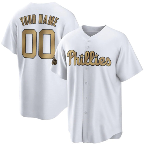 Custom Philadelphia Phillies Active Player White MWATKINS 2022 All-Star Cool Base Stitched Jersey