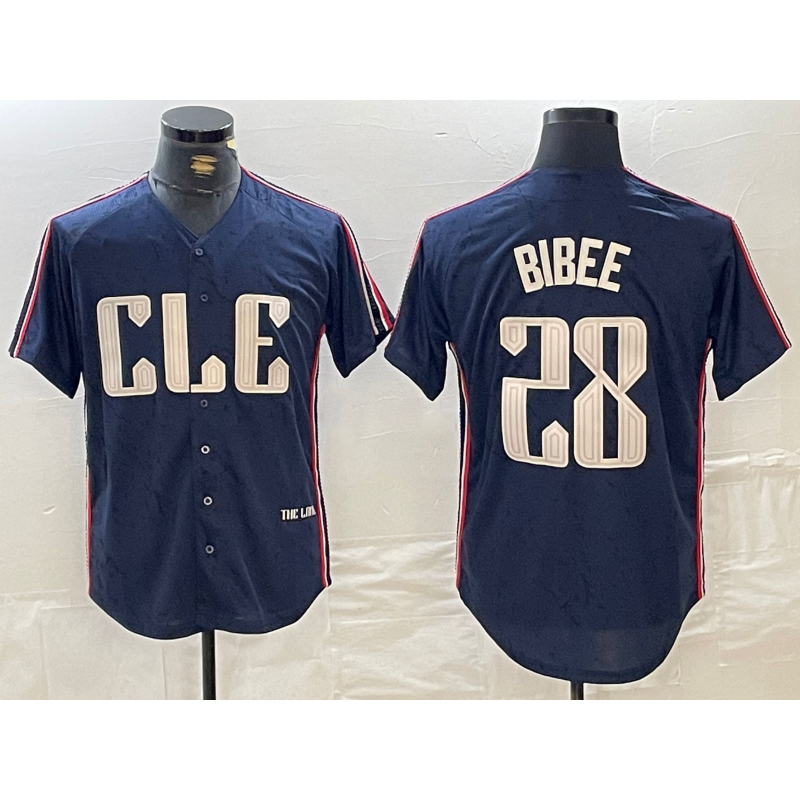 Cleveland Guardians #28 Tanner Bibee Navy MWATKINS 2024 City Connect Limited Stitched Jersey