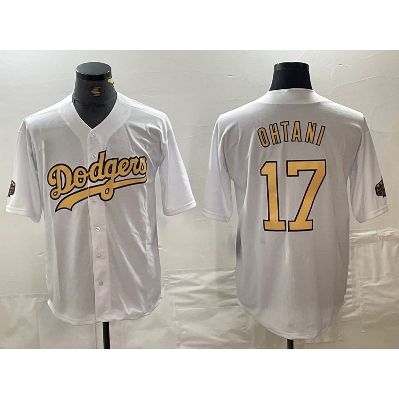 Los Angeles Dodgers #17 Shohei Ohtani White MWATKINS 2022 All Star Stitched Cool Base Jersey