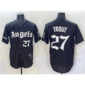 Los Angeles Angels #27 Mike Trout Black MWATKINS 'Gothic Halo Edition' Vapor Limited Stitched Jersey