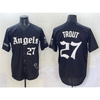 Los Angeles Angels #27 Mike Trout Black MWATKINS 'Gothic Halo Edition' Vapor Limited Stitched Jersey