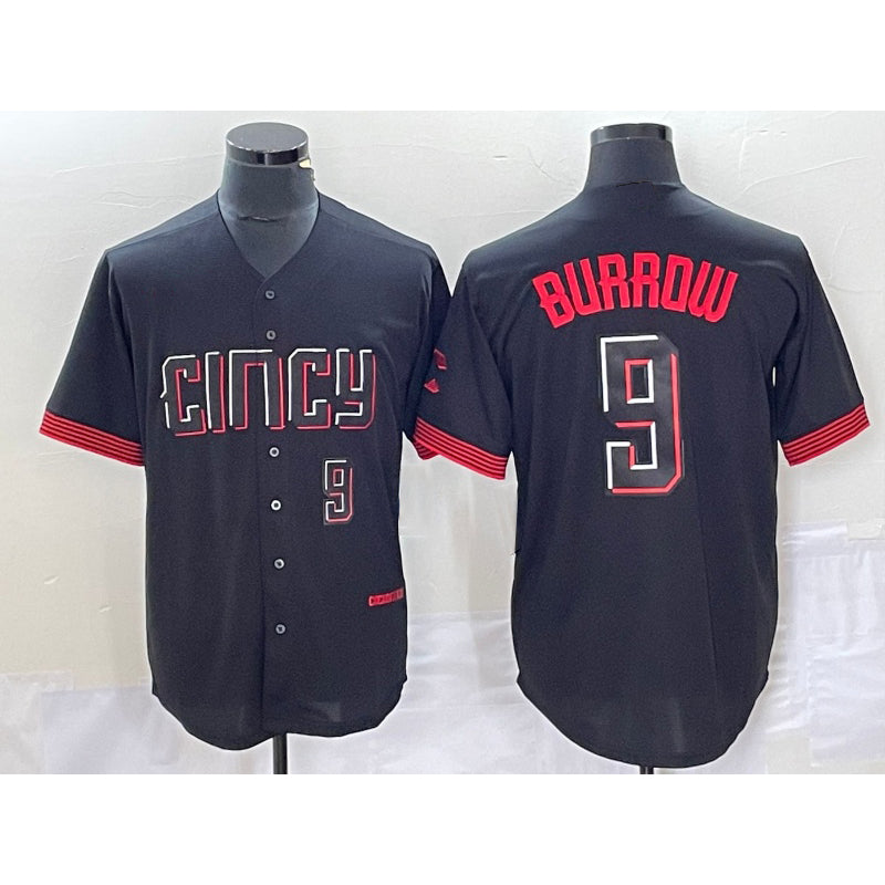 Cincinnati Reds #9 Joe Burrow Number Black MWATKINS 2023 City Connect Cool Base Stitched Jersey