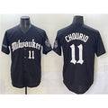 Milwaukee Brewers #11 Jackson Chourio Black MWATKINS 'Gothic 414 Shadows Edition' Vapor Premier Limited Stitched Jersey