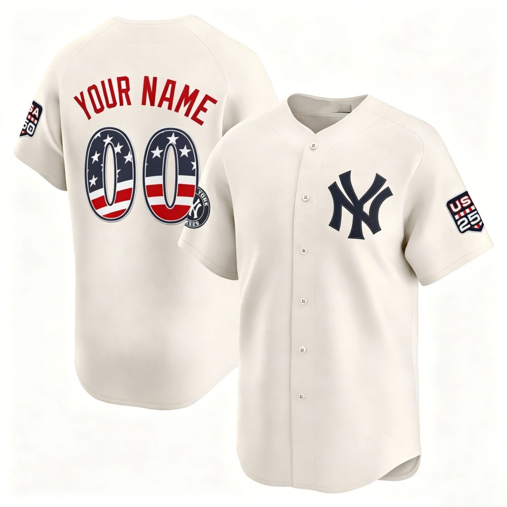 Custom New York Yankees Cream MWATKINS USA 250 Fourth of July Limited Stitched Jersey
