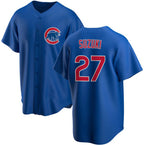 Chicago Cubs #27 Seiya Suzuki Royal MWATKINS Cool Base Stitched Jersey
