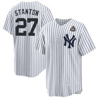New York Yankees #27 Giancarlo Stanton White MWATKINS 2024 World Series With Name Cool Base Stitched Jersey