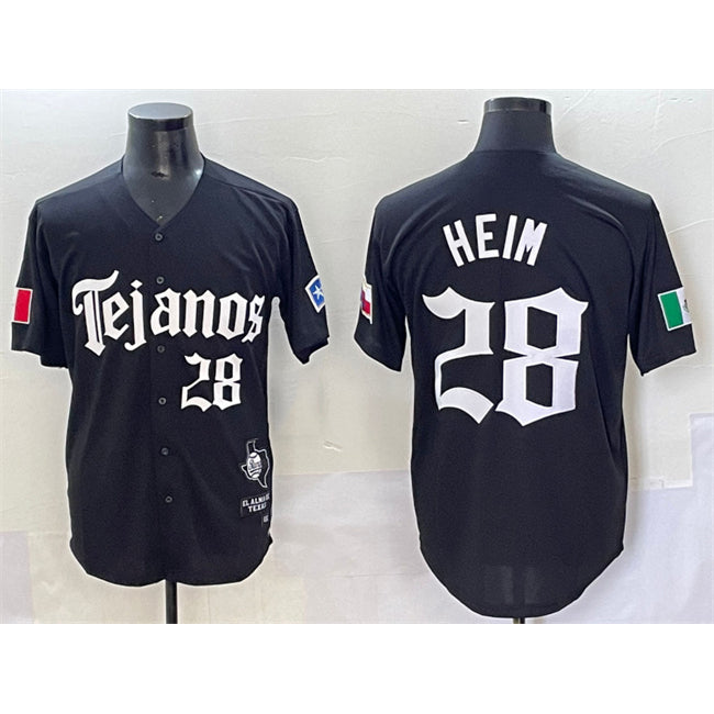 Texas Rangers #28 Jonah Heim Black MWATKINS Gothic Mexico 2025 Vapor Premier Limited Stitched Jersey