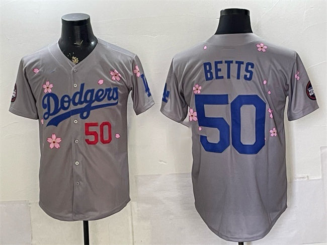 Los Angeles Dodgers #50 Mookie Betts Grey MWATKINS 2025 Tokyo Series Limited Stitched Jersey