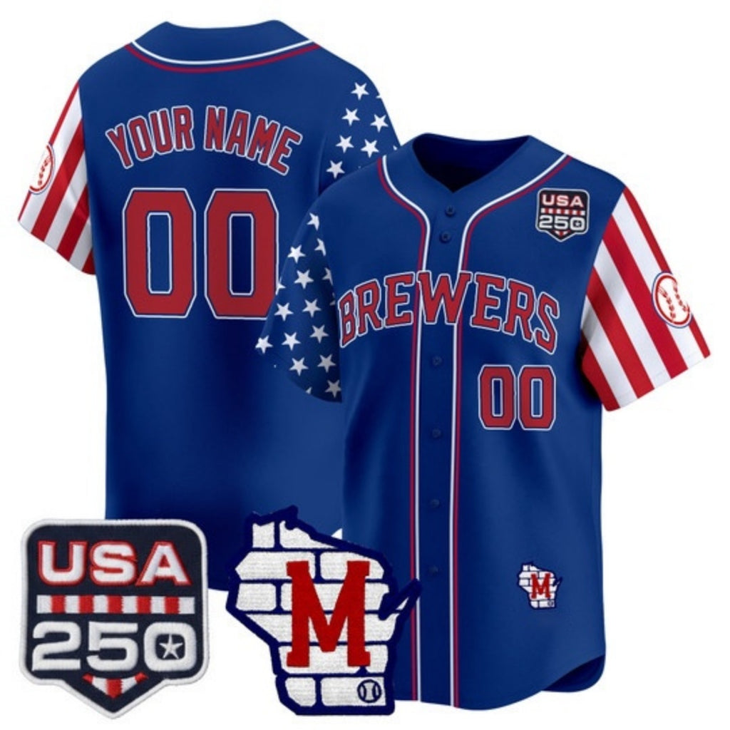 Custom Milwaukee Brewers America 250 Edition Vapor Premier Limited Royal MWATKINS Stitched Jerseys
