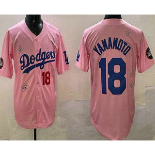 Los Angeles Dodgers #18 Yoshinobu Yamamoto Pink MWATKINS 2025 Tokyo Series Limited Jersey