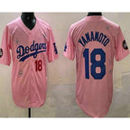 Los Angeles Dodgers #18 Yoshinobu Yamamoto Pink MWATKINS 2025 Tokyo Series Limited Jersey