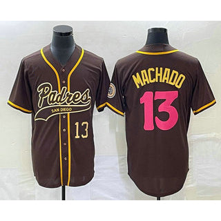 San Diego Padres #13 Manny Machado Number Brown MWATKINS NEW 2023 City Connect Cool Base Stitched Jersey