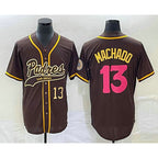 San Diego Padres #13 Manny Machado Number Brown MWATKINS NEW 2023 City Connect Cool Base Stitched Jersey