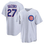 Chicago Cubs #27 Seiya Suzuki White MWATKINS Home Replica Jersey