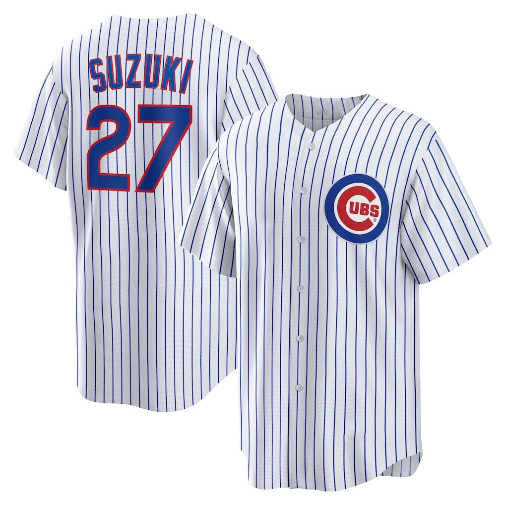 Chicago Cubs #27 Seiya Suzuki White MWATKINS Home Replica Jersey