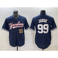 New York Yankees #99 Aaron Judge Number Navy MWATKINS Cool Base Stitched Jersey