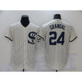 Chicago White Sox #24 Yasmani Grandal 2021 Cream MWATKINS Navy Field of Dreams Name Flex Base Stitched Jersey