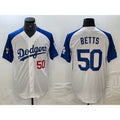 Los Angeles Dodgers #50 Mookie Betts Number White Blue MWATKINS Fashion Stitched Cool Base Limited Jerseys
