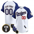 Custom Los Angeles Dodgers Vin & California Patch Gold Trim Vapor Premier Limited Jersey ¨C White 2 MWATKINS