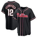 Philadelphia Phillies #12 Kyle Schwarber Fashion Black MWATKINS Out Stitched Jersey