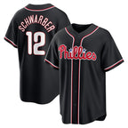 Philadelphia Phillies #12 Kyle Schwarber Fashion Black MWATKINS Out Stitched Jersey