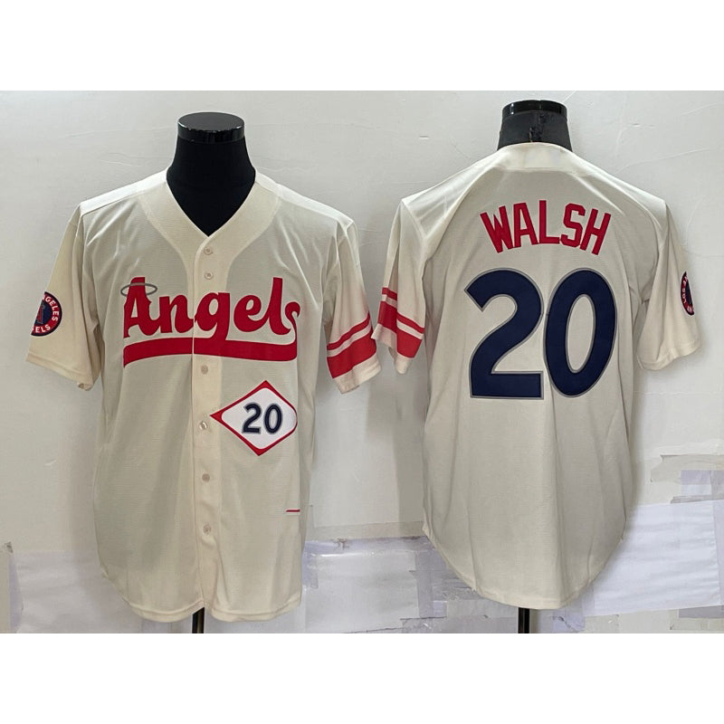 Los Angeles Angels #20 Jared Walsh Number Cream MWATKINS 2022 City Connect Cool Base Stitched Jersey