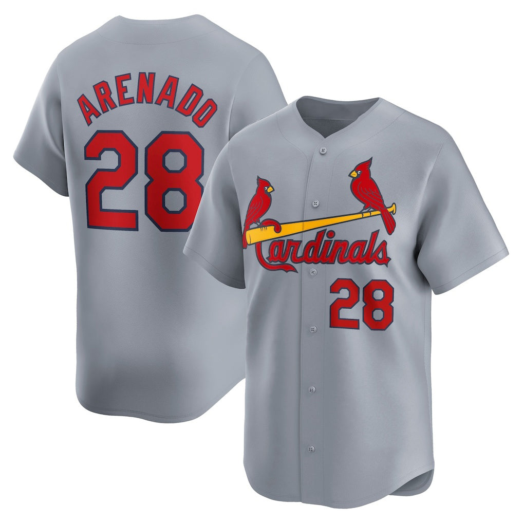 St. Louis Cardinals #28 Nolan Arenado Gray MWATKINS Away Limited Player Jersey