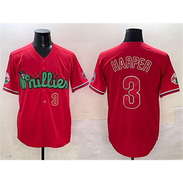 Philadelphia Phillies #3 Bryce Harper Red MWATKINS Phanatic Limited Stitched Jersey